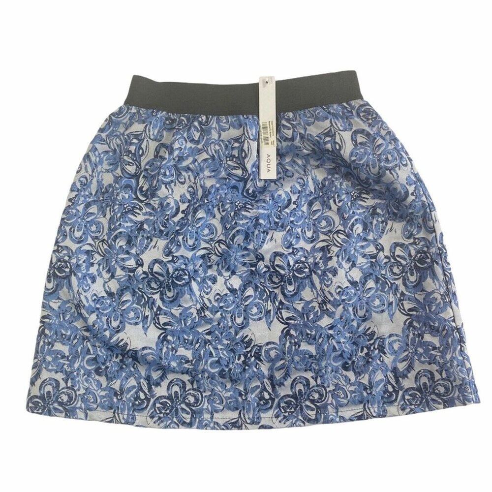 Aqua Girls Blue Floral Skirt Size XL